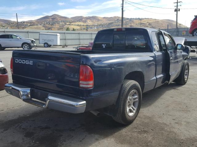 1B7GL22X91S112913 - 2001 DODGE DAKOTA BLUE photo 4