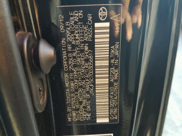 JTKJF5C70D3056817 - 2013 TOYOTA SCION TC 黑色 照片 10