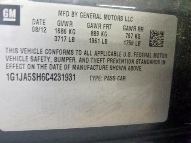 1G1JA5SH6C4231931 - 2012 CHEVROLET SONIC LS GRAY photo 10