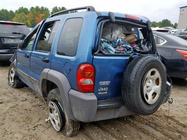 1J4GL48K94W227770 - 2004 JEEP LIBERTY SP BLUE photo 3