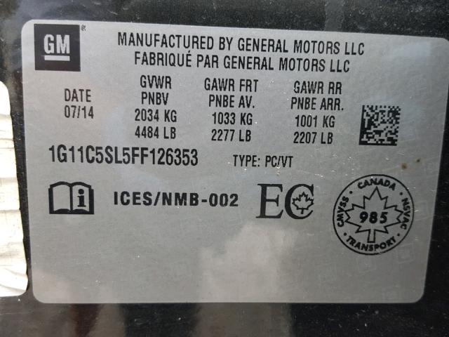 1G11C5SL5FF126353 - 2015 CHEVROLET MALIBU 1LT GRAY photo 10