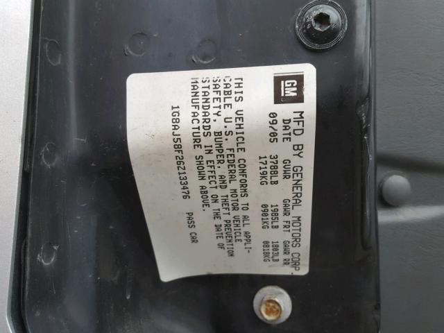 1G8AJ58F26Z133476 - 2006 SATURN ION LEVEL SILVER photo 10