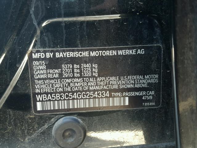 WBA5B3C54GG254334 - 2016 BMW 535 XI Noir photo 10