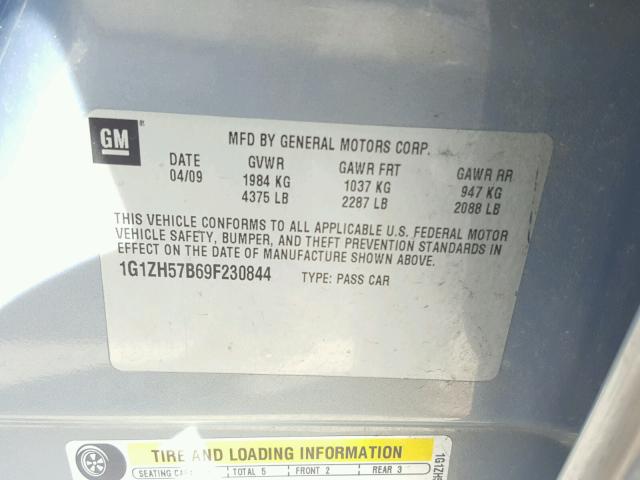1G1ZH57B69F230844 - 2009 CHEVROLET MALIBU 1LT SILVER photo 10