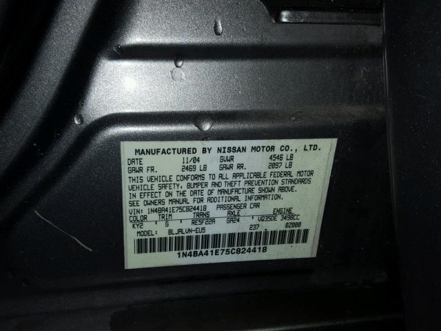 1N4BA41E75C824418 - 2005 NISSAN MAXIMA SE TAN photo 10