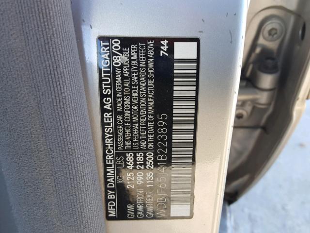 WDBJF65J41B223895 - 2001 MERCEDES-BENZ E 320 SILVER photo 10