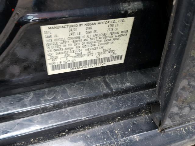 1N4BA41E17C857224 - 2007 NISSAN MAXIMA SE BLACK photo 10