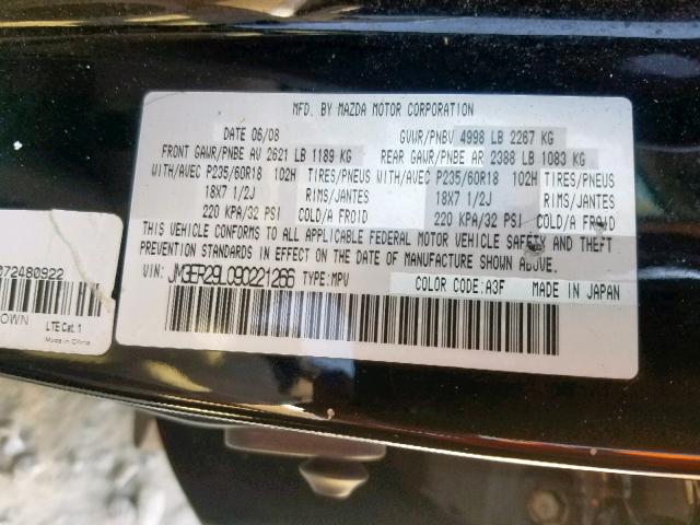 JM3ER29L090221266 - 2009 MAZDA CX-7 BLACK photo 10