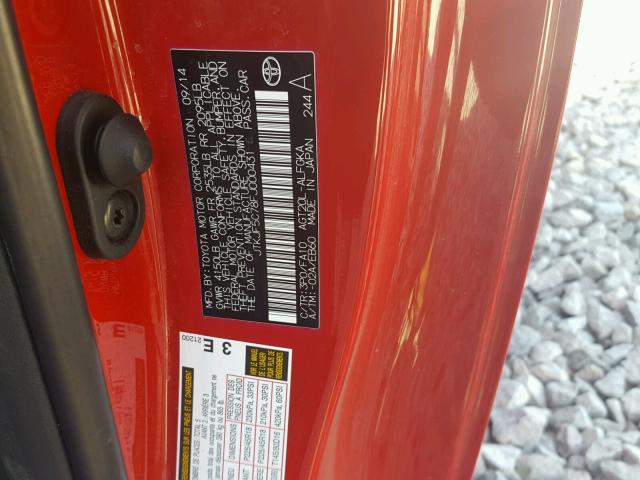 JTKJF5C78FJ000431 - 2015 TOYOTA SCION TC 红色 照片 10