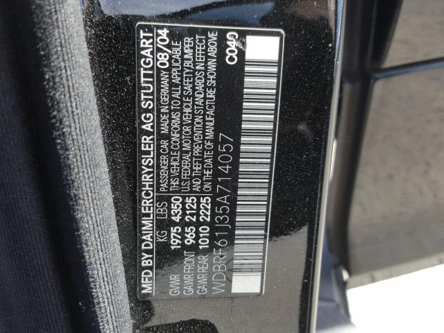 WDBRF61J35A714057 - 2005 MERCEDES-BENZ C 240 BLACK photo 10