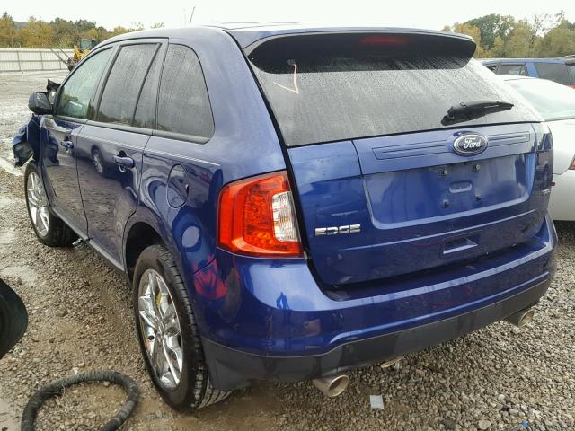 2FMDK3JC7DBB09156 - 2013 FORD EDGE SEL BLUE photo 3