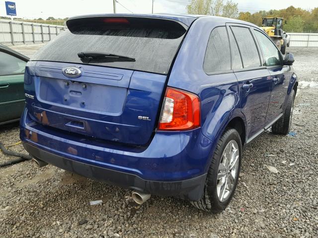 2FMDK3JC7DBB09156 - 2013 FORD EDGE SEL BLUE photo 4