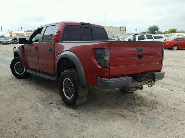 1FTFW1R67BFD35374 - 2011 FORD F150 SVT R RED photo 3