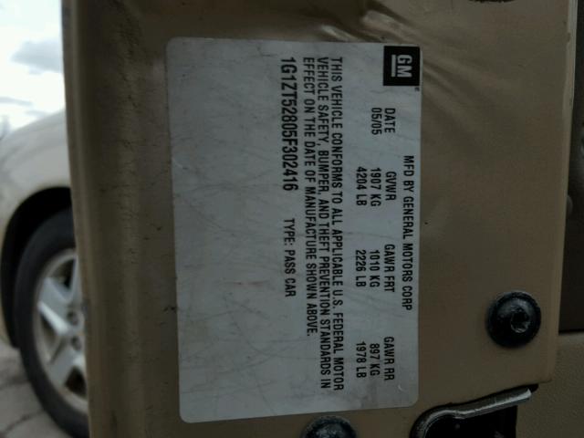 1G1ZT52805F302416 - 2005 CHEVROLET MALIBU LS 棕色 照片 10