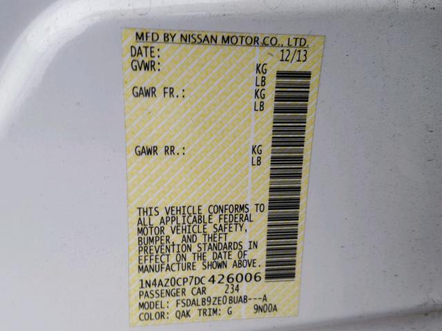 1N4AZ0CP7DC426006 - 2013 NISSAN LEAF S WHITE photo 10