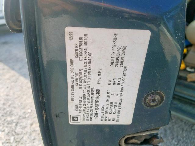 1GKEK13R4YR160460 - 2000 GMC YUKON DENA BLUE photo 10