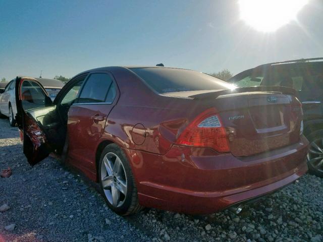 3FAHP0KC7AR201892 - 2010 FORD FUSION SPO RED photo 3