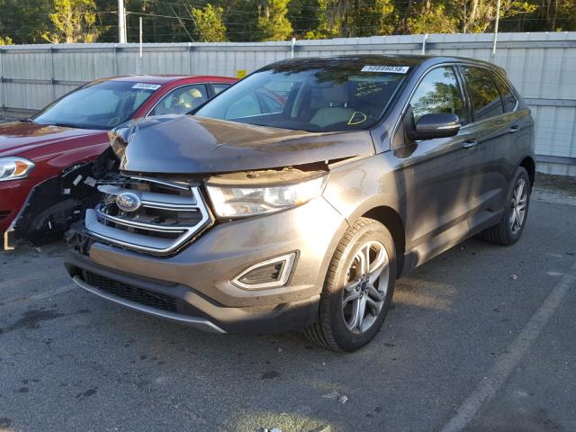 2FMTK3K85FBB13280 - 2015 FORD EDGE TITAN GRAY photo 2