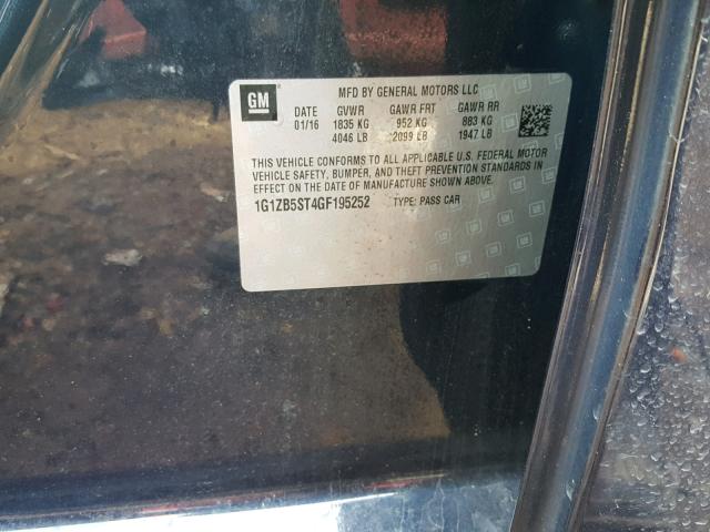 1G1ZB5ST4GF195252 - 2016 CHEVROLET MALIBU LS BLUE photo 10