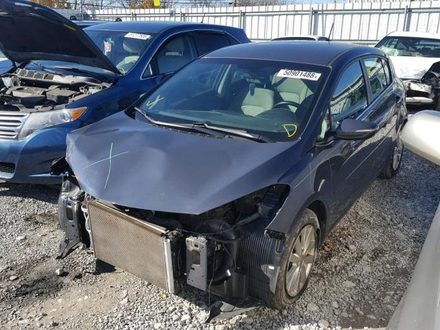 KNAFX5A89F5316898 - 2015 KIA FORTE EX BLUE photo 2