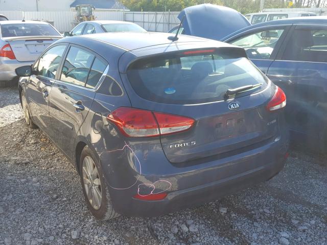 KNAFX5A89F5316898 - 2015 KIA FORTE EX BLUE photo 3