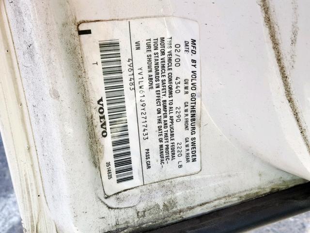 YV1LW61J9Y2717433 - 2000 VOLVO V70 BASE WHITE photo 10