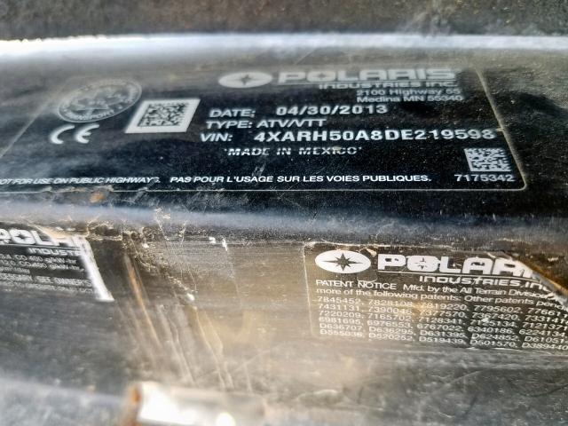 4XARH50A8DE219598 - 2013 POLARIS RANGER 500 GREEN photo 10