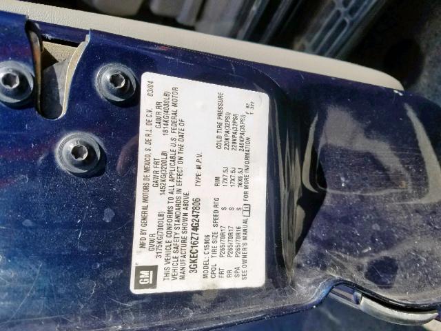 3GKEC16Z74G247806 - 2004 GMC YUKON XL C BLUE photo 10