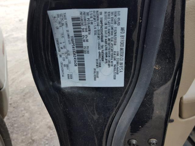 1FAHP56SX3A245638 - 2003 FORD TAURUS SEL BLACK photo 10