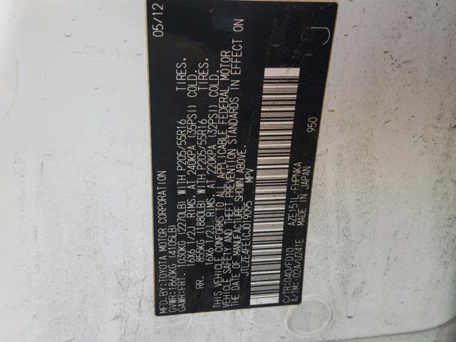 JTLZE4FE1CJ019095 - 2012 TOYOTA SCION XB Ağ foto 10