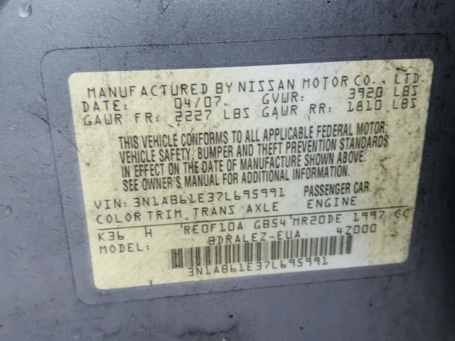 3N1AB61E37L695991 - 2007 NISSAN SENTRA 2.0 SILVER photo 10