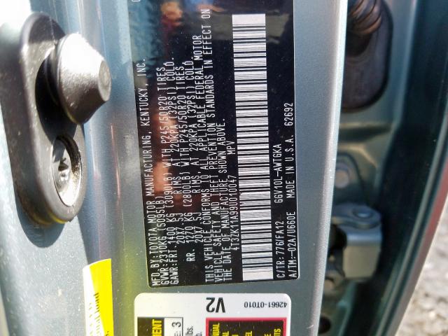 4T3ZK11A99U010047 - 2009 TOYOTA VENZA GRAY photo 10