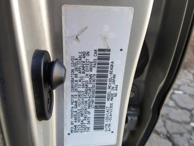 JTHBF30G825019079 - 2002 LEXUS ES 300 SILVER photo 10