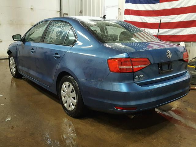 3VW2K7AJ3FM337882 - 2015 VOLKSWAGEN JETTA BASE Կապույտ լուսանկար 3