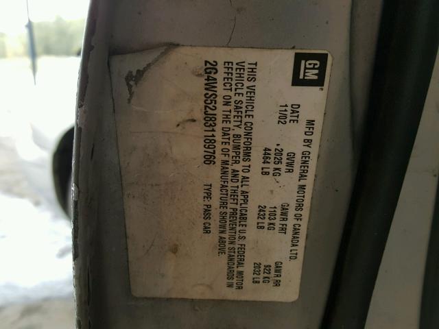 2G4WS52J831189766 - 2003 BUICK CENTURY CU GRAY photo 10