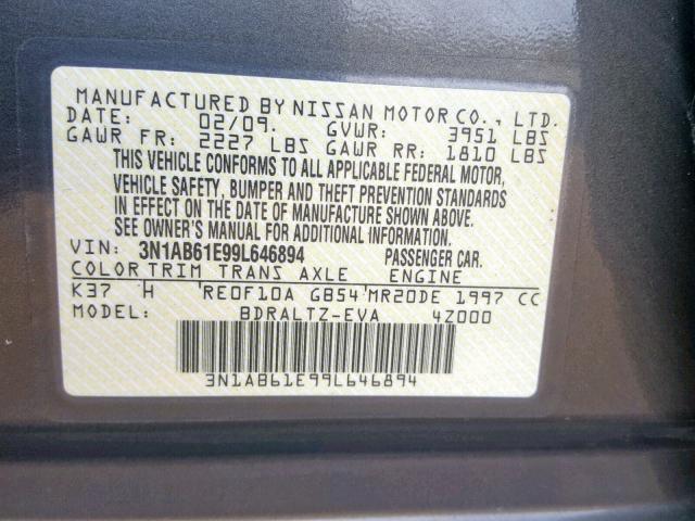 3N1AB61E99L646894 - 2009 NISSAN SENTRA 2.0 BROWN photo 10