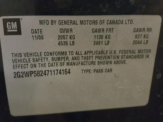 2G2WP582471174164 - 2007 PONTIAC GRAND PRIX BLACK photo 10