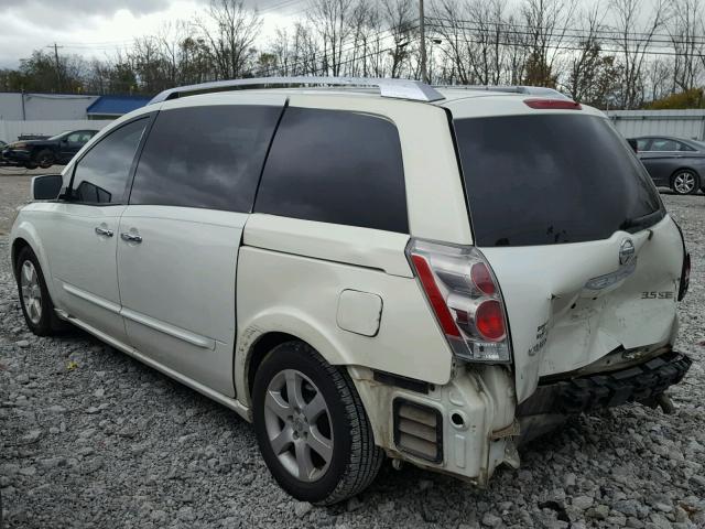 5N1BV28U28N105470 - 2008 NISSAN QUEST S WHITE photo 3