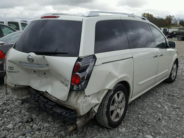 5N1BV28U28N105470 - 2008 NISSAN QUEST S WHITE photo 4