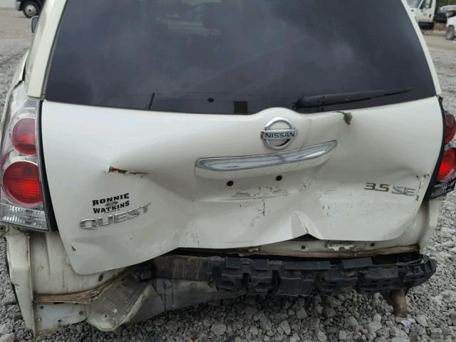 5N1BV28U28N105470 - 2008 NISSAN QUEST S WHITE photo 9