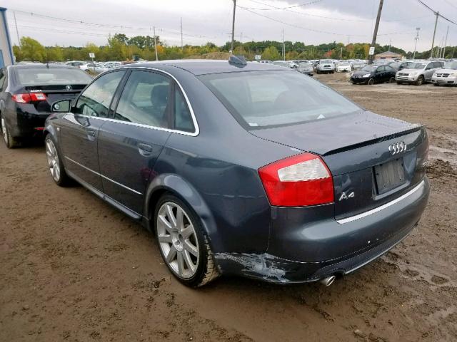 WAUJT68E64A261614 - 2004 AUDI A4 3.0 GRAY photo 3