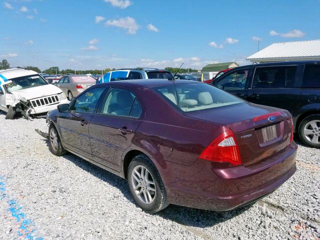 3FAHP0GAXBR234605 - 2011 FORD FUSION S BURGUNDY photo 3