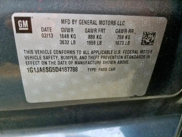 1G1JA6SG5D4187788 - 2013 CHEVROLET SONIC LS CHARCOAL photo 10