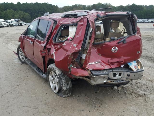 5N1BA08AX7N720370 - 2007 NISSAN ARMADA SE BURGUNDY photo 3