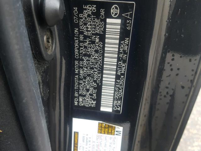 JTKDE177250010749 - 2005 TOYOTA SCION TC 黑色 照片 10