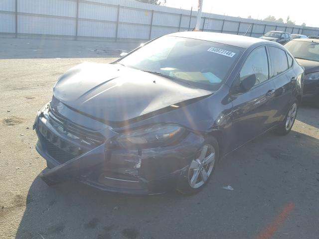 1C3CDFBB8FD275656 - 2015 DODGE DART SXT BLUE photo 2