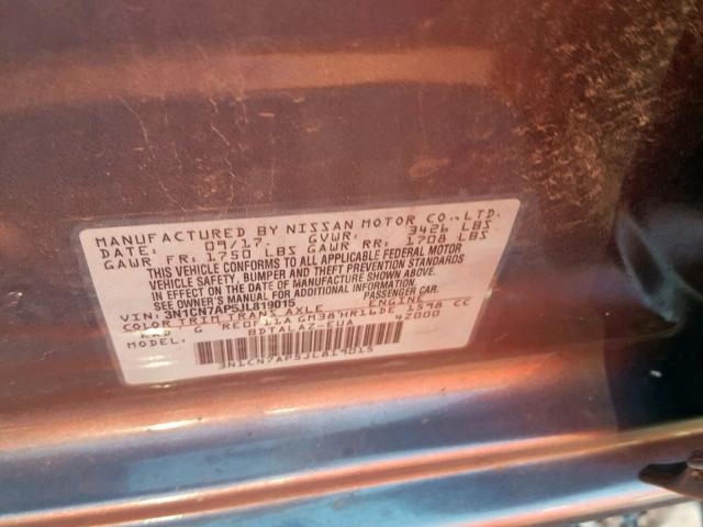 3N1CN7AP5JL819015 - 2018 NISSAN VERSA S GRAY photo 10