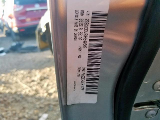 2B3KA33V69H540509 - 2009 DODGE CHARGER SX SILVER photo 10