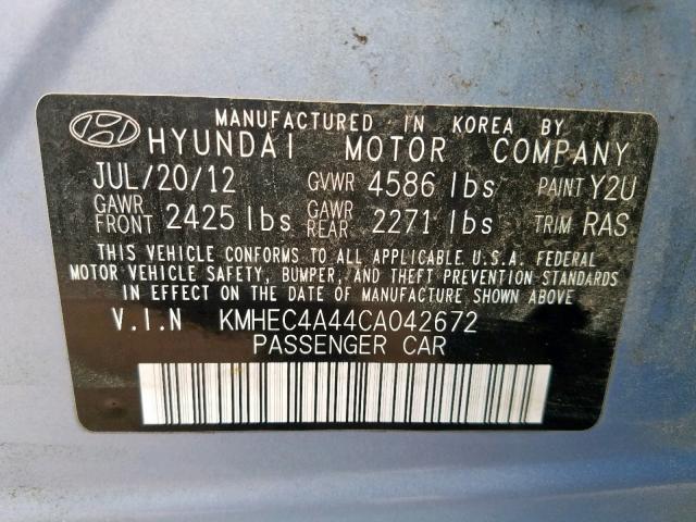 KMHEC4A44CA042672 - 2012 HYUNDAI SONATA HYB BLUE photo 10