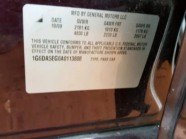 1G6DA5EG0A0113808 - 2010 CADILLAC CTS MAROON photo 10